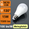 LED lámpa E27 (15W/130°) Körte - meleg fehér