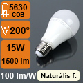 LED lámpa E27 (COB 5630/15W/200°) természetes f.