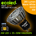 Prémium Cree LED: Ecoled GU10 (4W/280 lumen) meleg fehér