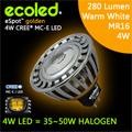 Prémium Cree LED: Ecoled MR16 (4W/280 lumen) meleg fehér