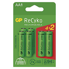 GP ReCyko NiMH - tölthető AA ceruza elem, 2700 mAh (4 db + 2 db)