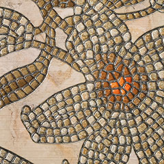 Flexpanel PVC falburkoló lap - Stone Flower Brown (barna háttéres virágos mozaik)