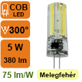 LED lámpa G4 (5W/300°) Kapszula - meleg fehér