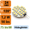 LED lámpa G4 (SMD3528x24/1.2W/120°) hideg fehér