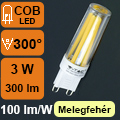 LED lámpa G9 Filament (3W/300°) 3 db-os meleg fehér - Utolsók