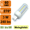 x.LED lámpa G9 (SMD3528x60/3W/270°) meleg fehér Búra!