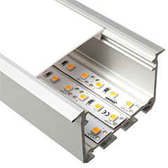 INSO Ezüst - Alu XXL U profil LED szalaghoz, gipszkartonba (Opál PVC búrával)