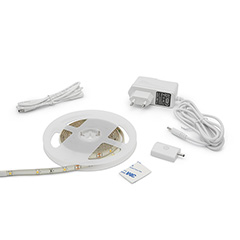 LED szett: meleg fehér kültéri LED szalag + tápegység + érintős kapcsoló (200 cm)
