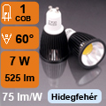 LED lámpa GU10 (COB LED/7W/60°) hideg fehér