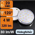LED lámpa Gx53 (SMD5050x20/4W/120°) hideg fehér