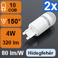 LED lámpa G9 (COB 3014/4W/120°) hideg fehér (2 db)