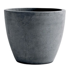 Beton XL - cement hatású, műanyag kerek virágláda - Sötétszürke (80 L)