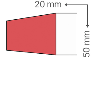 Sima léc 2 cm x 5 cm - felületkezelt