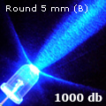 LED Dióda (5 mm - kerek fejű - 25°) Kék (1000 db)