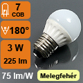 LED lámpa E27 (COB3016x7/3Watt/180°) meleg fehér