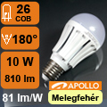 x. LED lámpa E27 (COB5730x26/10W/180°) meleg fehér Apollo