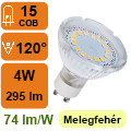 LED lámpa GU10 (COB2835x15/4W/120°) meleg fehér