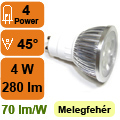 LED lámpa GU10 (PowerLED/4Watt/35°) meleg fehér