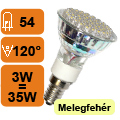 Végkiárusítás: LED lámpa E14 (54 LED/AB) 3W meleg