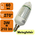 XX-LED lámpa E14 gyertya (60 LED/BS) 3W melegfehér - Készlet er.