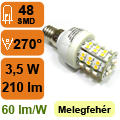x.LED lámpa E14 (SMD3528x48/3.5W/270°) meleg fehér