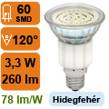 LED lámpa E14 (SMD3528x60/3.3W/120°) hideg fehér -KL