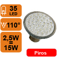 XX-LED lámpa E27 spot (35 LED/LM) 2,5W piros