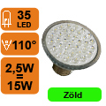 XX-LED lámpa E27 spot (35 LED/LM) 2,5W zöld