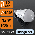 LED lámpa E27 (COB 3530x12/12W/180°) hideg fehér