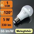 LED lámpa E27 (COB Epistar/5W/120°) meleg fehér VTAC