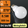 LED lámpa E27 (COB LED/8.5W/270°) RP meleg fehér