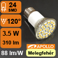 LED lámpa E27 (SMD5050x24/4W/120°) meleg fehér Apollo