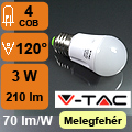 LED lámpa E27 (COB Epistar/3W/120°) meleg fehér VTAC