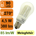x.LED lámpa E27 (DIPx90/4.5W/270°) meleg fehér