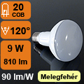 LED lámpa E27 (COB 5730x20/9W/120°) R80 meleg f.