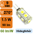 LED lámpa G4 (SMD5050x9/1.5W/270°) hideg fehér