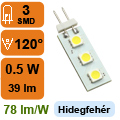 LED lámpa G4 (SMD5050x3/0.5W/120°) hideg fehér