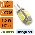 LED lámpa G4 (SMD5050x9/1.5W/270°) hideg fehér