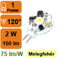 LED lámpa G4 (PowerLED/2Watt/120°) meleg fehér