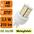 x. LED lámpa G9 (SMD3528x48/3.5W/270°) meleg LifeLight