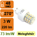 x.LED lámpa G9 (SMD3528x48/3W/270°) meleg Megújult!
