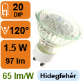LED lámpa GU10 (DIPx20/1.5W/120°) hideg fehér