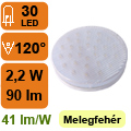 x.LED lámpa Gx53 (DIPx30/2.2W/120°) meleg fehér