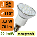 x.LED lámpa E14 (DIPx24/3.2W/120°) meleg fehér - Ledmaster