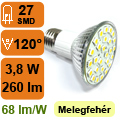 x.LED lámpa E27 (SMD5050x27/3.8W/120°) meleg