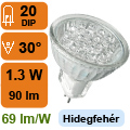 LED lámpa MR16 (DIPx20/1.3W/30°) hideg fehér -KL