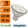 x.LED lámpa MR16 (DIPx18/0.8W/120°) hideg