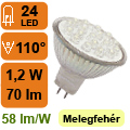 x.LED lámpa MR16 (DIPx24/1.5W/120°) meleg fehér