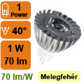 x.LED lámpa MR16 (PowerLED/1W/40°) meleg fehér