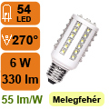 x. LED lámpa E27 (SuperFluxLEDx54/6W/270°) meleg fehér